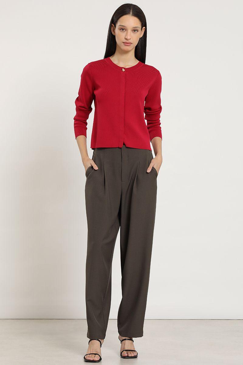 Cardigan punto, boton fantasia, guinda Liola-5