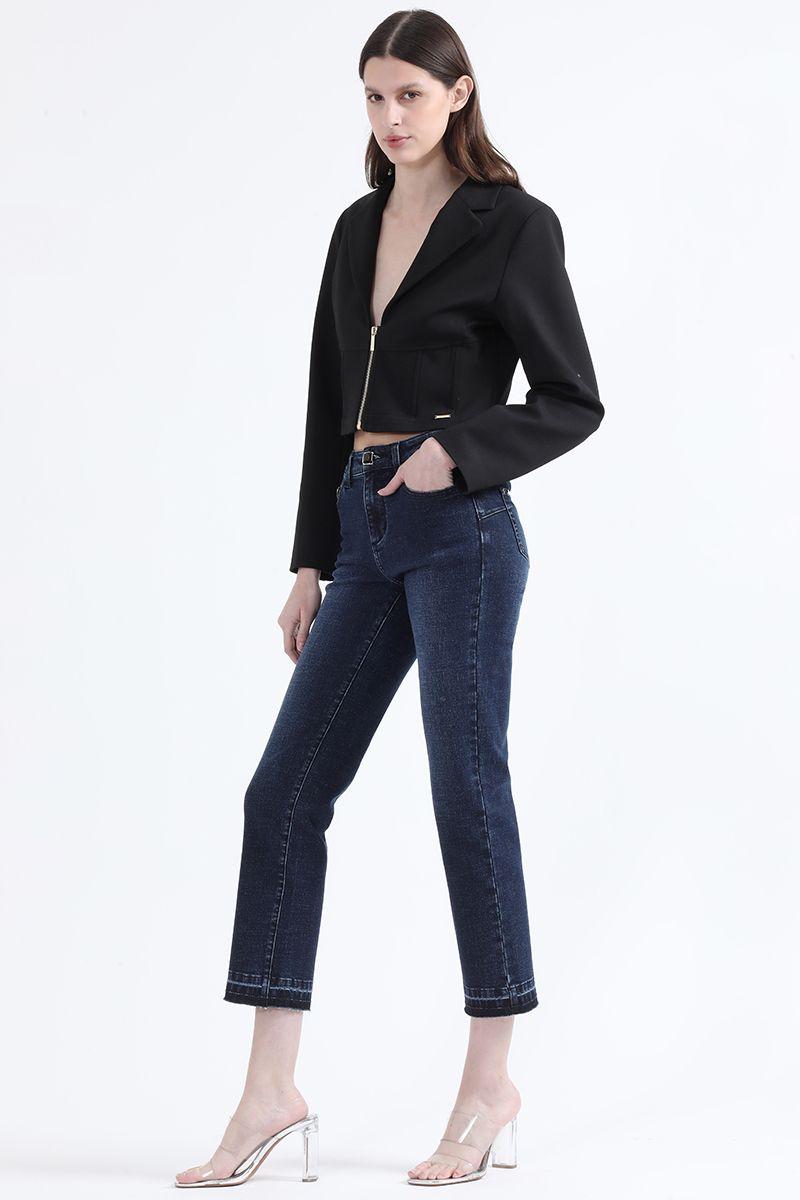 Jeans Push Up Slim Cropped Fit, Tiro Medio, Azul Liola-1