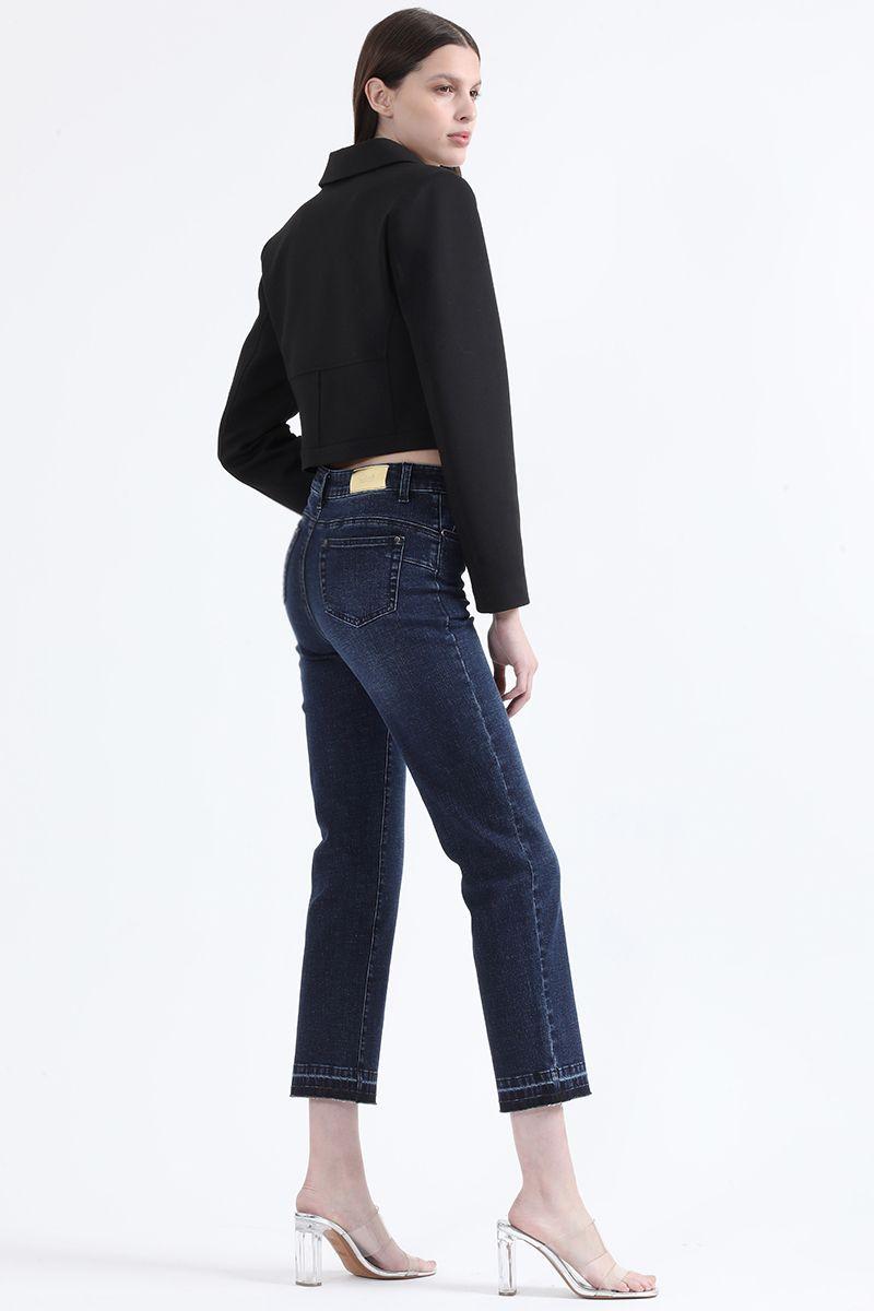 Jeans Push Up Slim Cropped Fit, Tiro Medio, Azul Liola-3