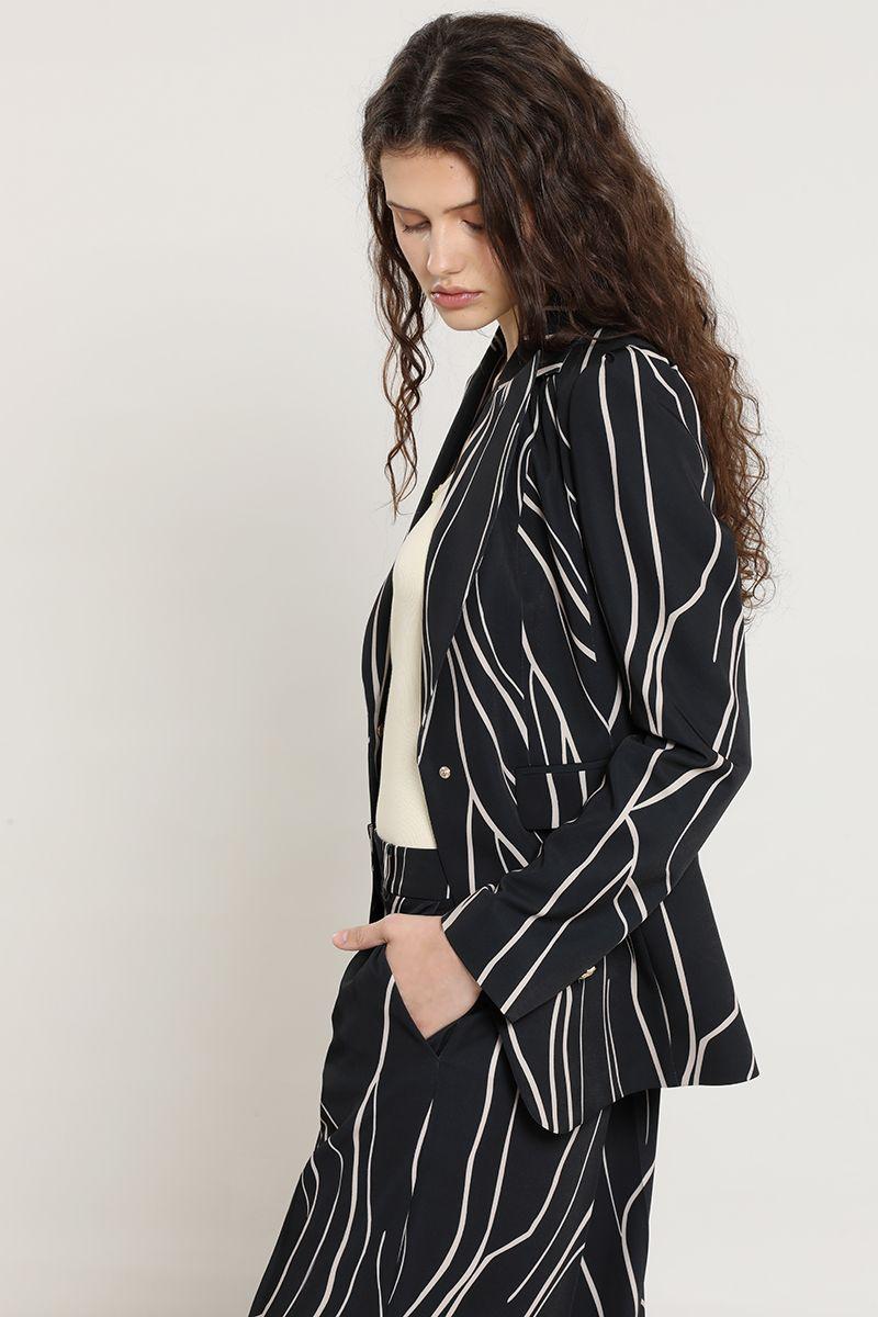 Blazer semi recto, estampado, negro Liola-2