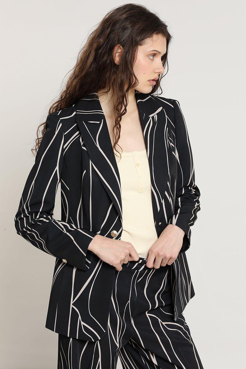 Blazer semi recto, estampado, negro Liola-3