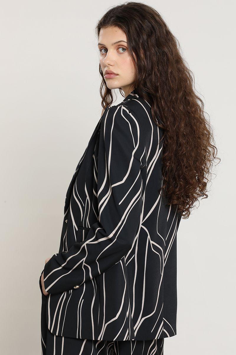 Blazer semi recto, estampado, negro Liola-4