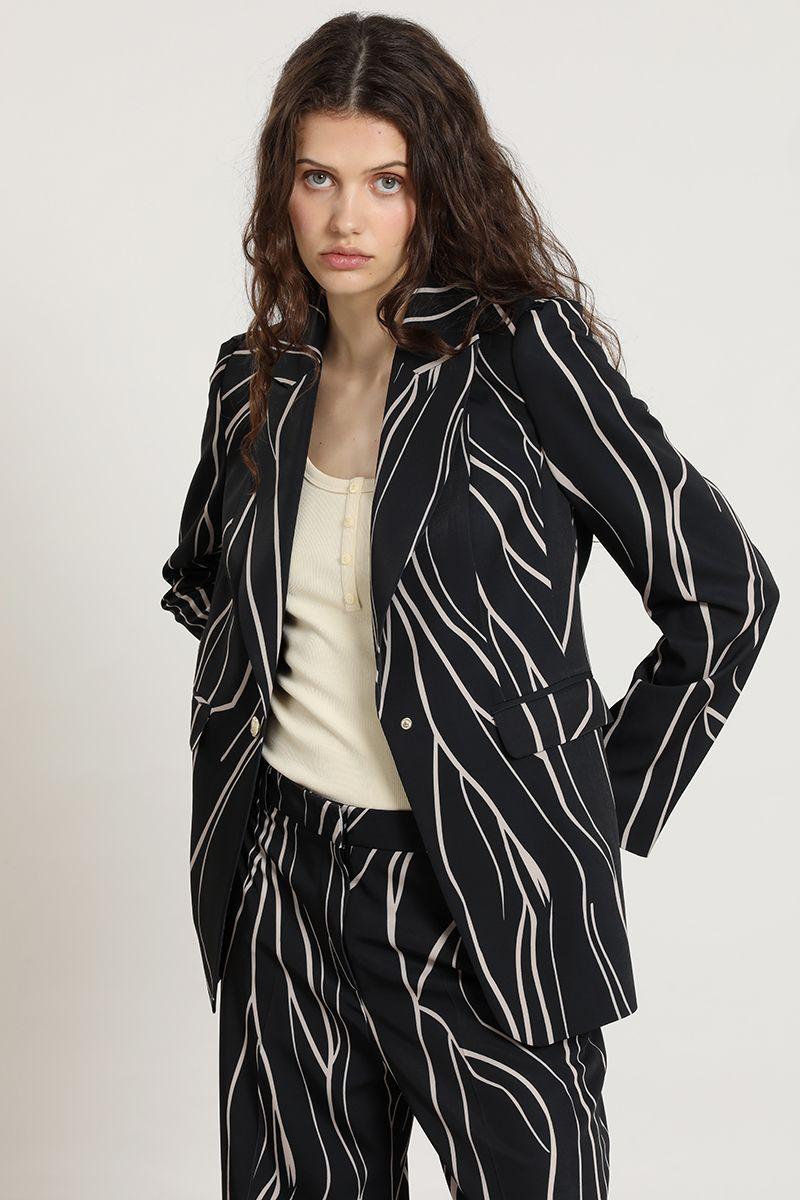 Blazer semi recto, estampado, negro Liola-5