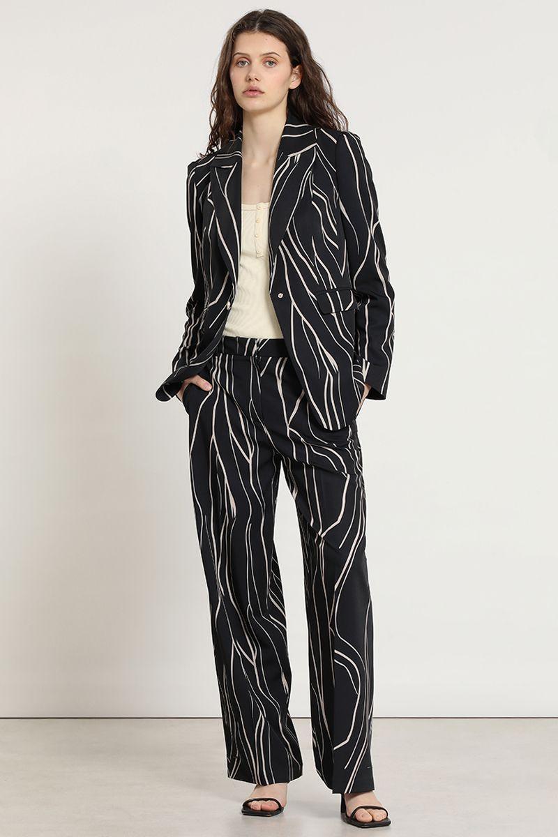 Blazer semi recto, estampado, negro Liola-6