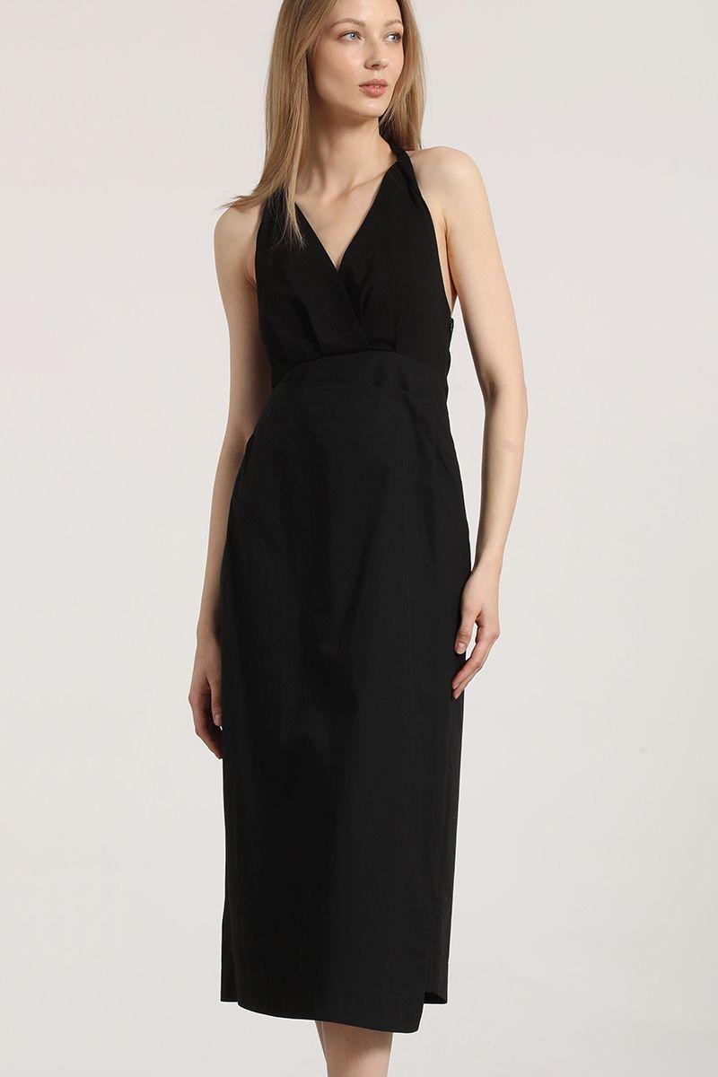 Vestido halter midi Liola mujer negro-0