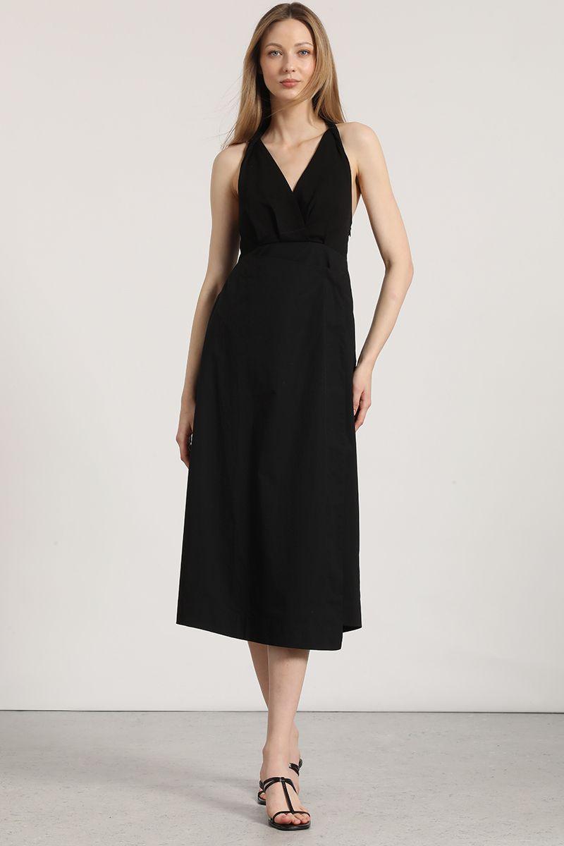 Vestido halter midi Liola mujer negro-1