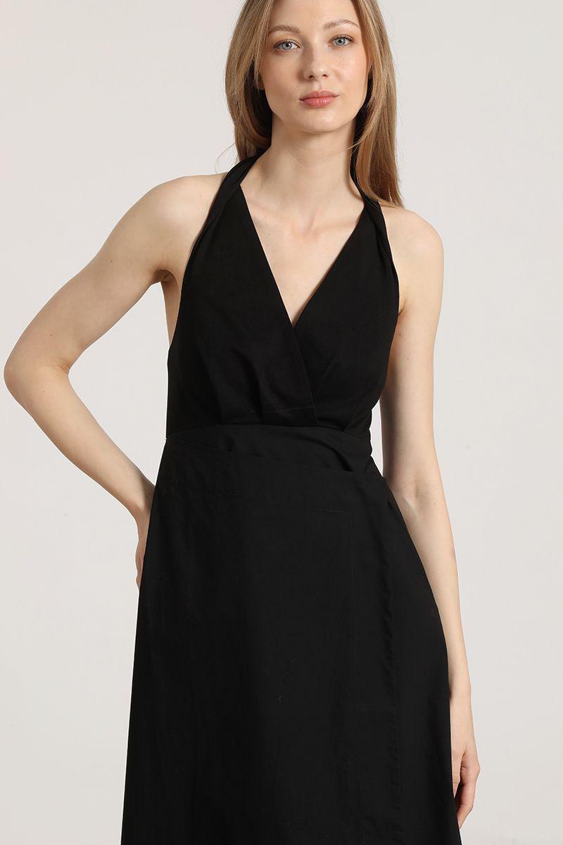 Vestido halter midi Liola mujer negro-2