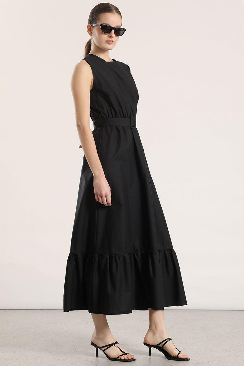 Vestido midi acampanado Liola mujer negro-2
