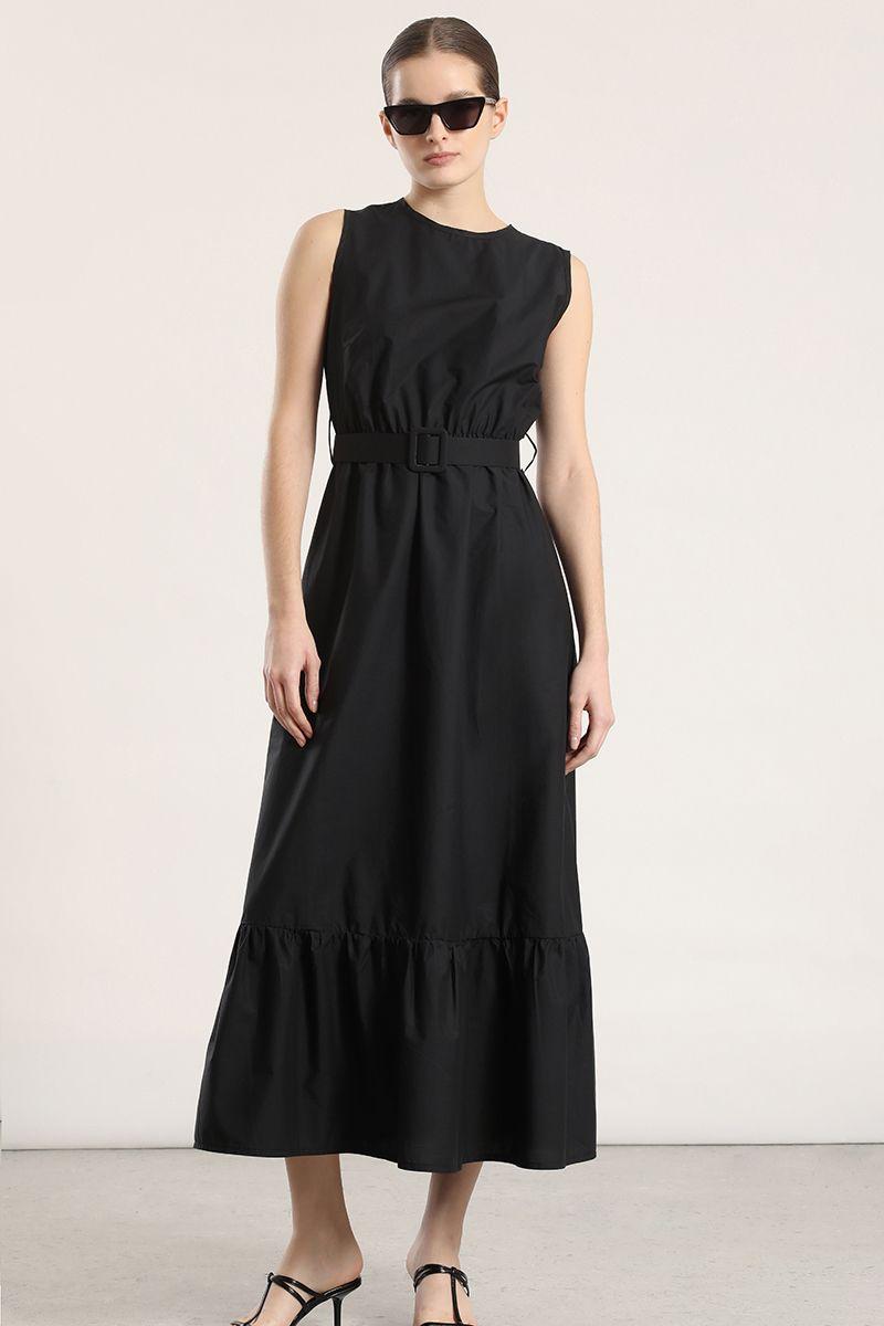 Vestido midi acampanado Liola mujer negro-3