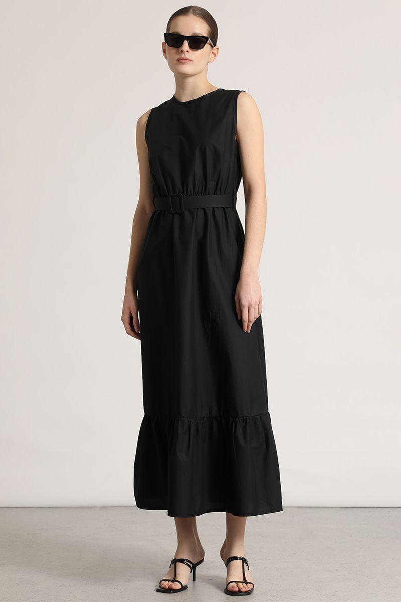 Vestido midi acampanado Liola mujer negro-4