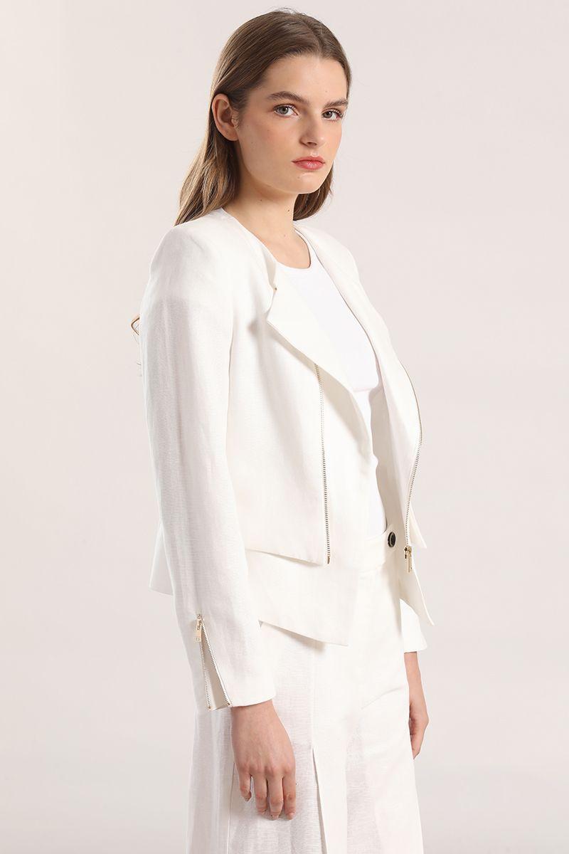 Chaqueta biker lino Liola mujer crudo-2