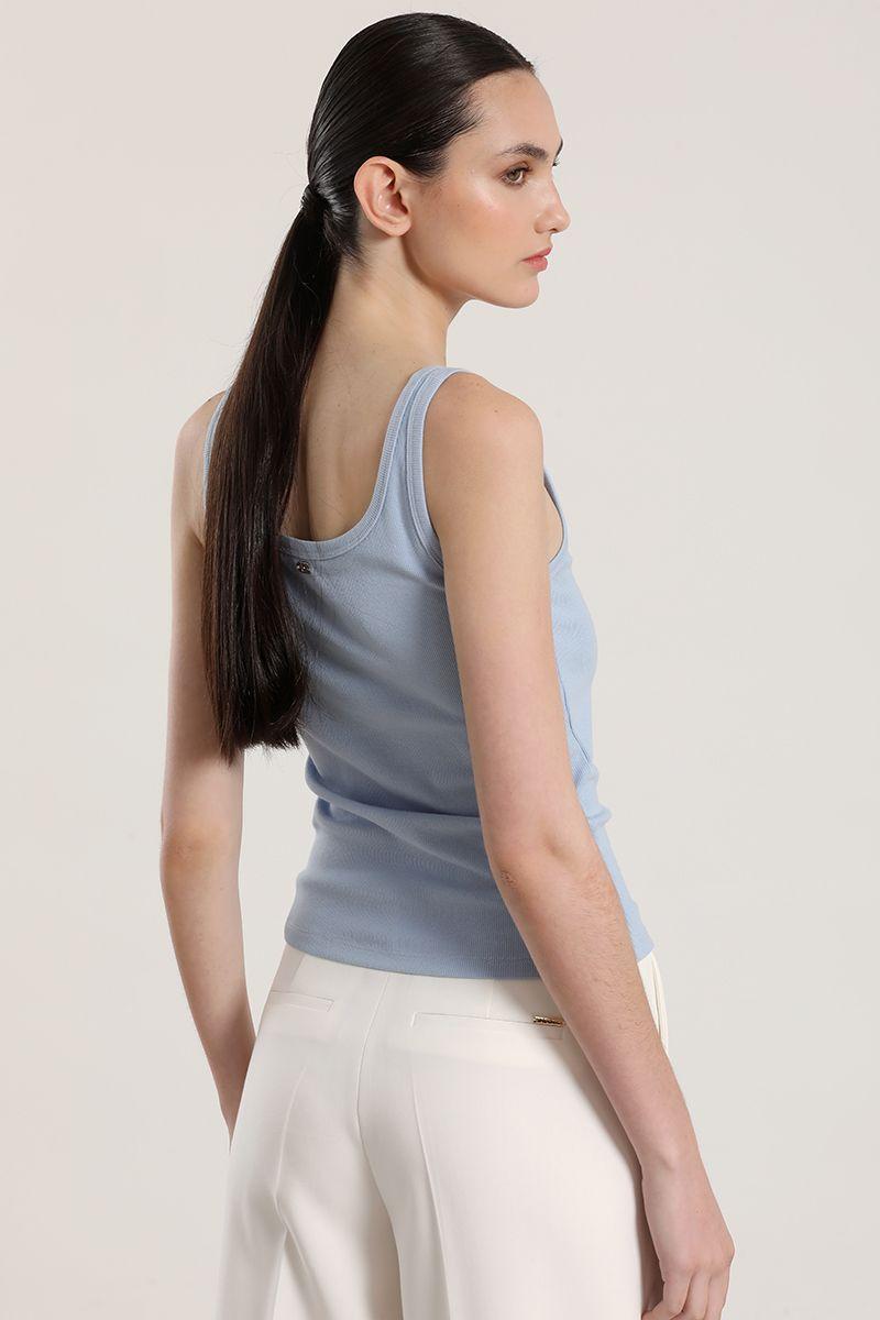 Top con botones Liola mujer celeste-2