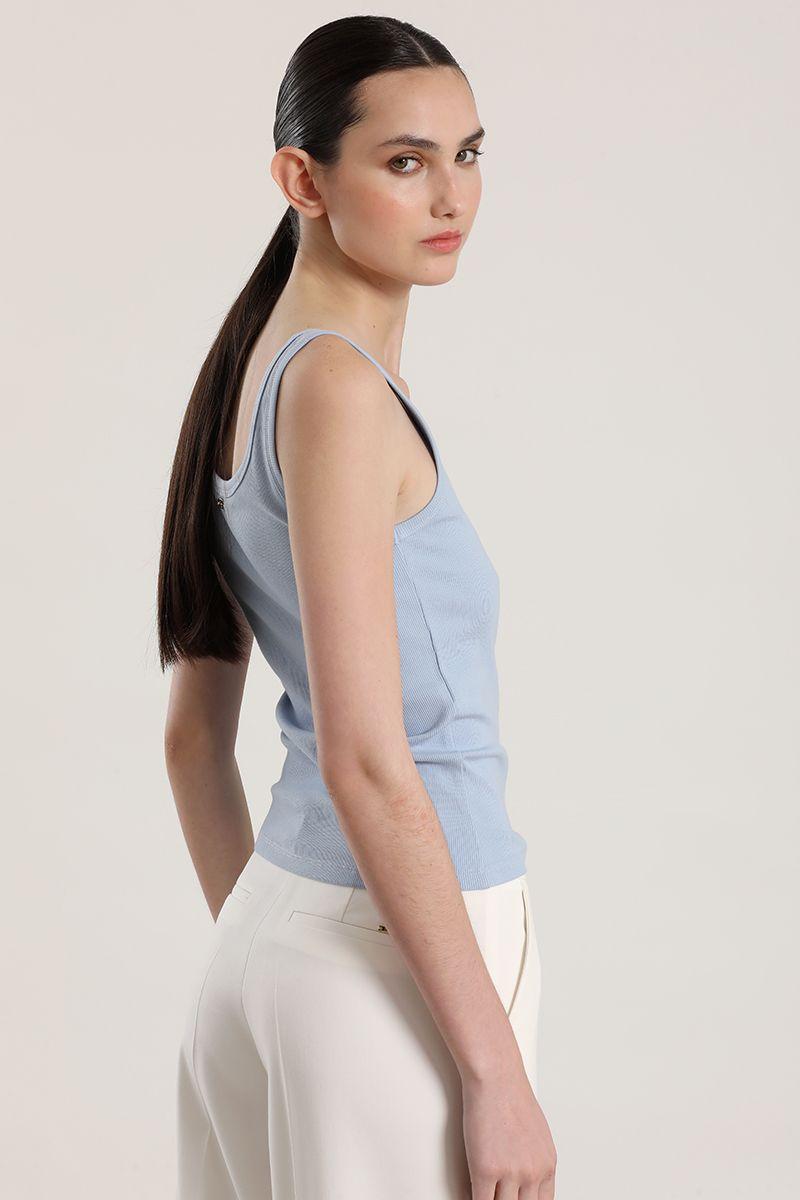 Top con botones Liola mujer celeste-3