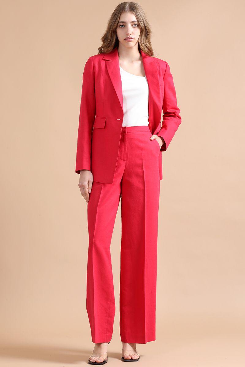 Blazer Entallado Lino Algodon, Guinda Liola-2