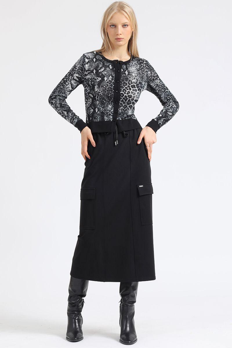 Falda Larga Cargo, Negro Liola-3