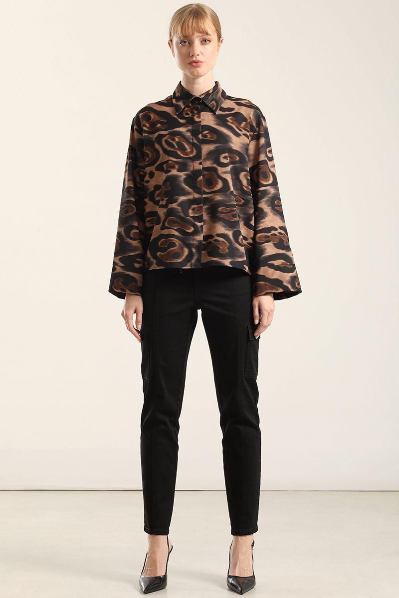 Blusa Estampado Manchas, Café Liola-1