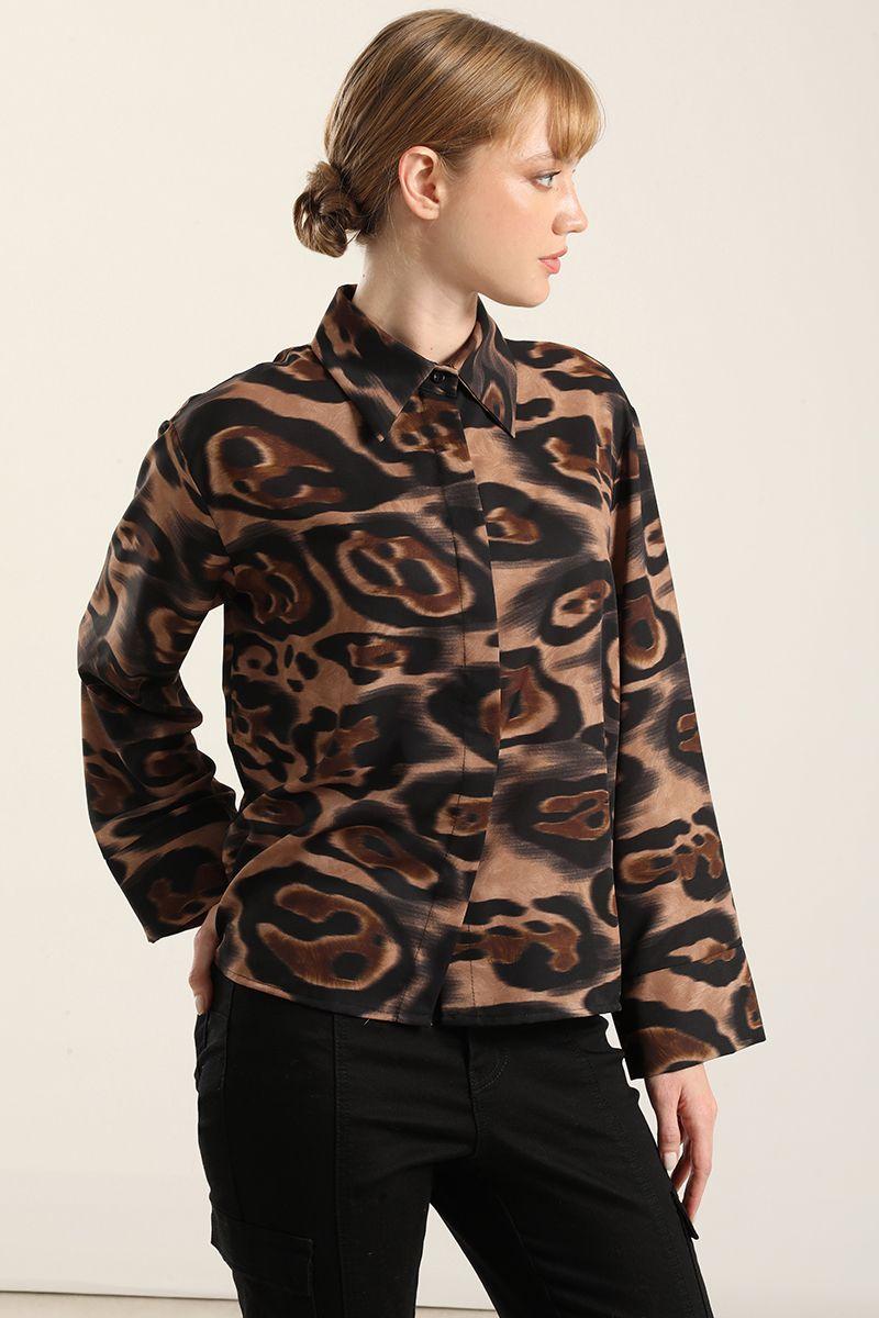 Blusa Estampado Manchas, Café Liola-2