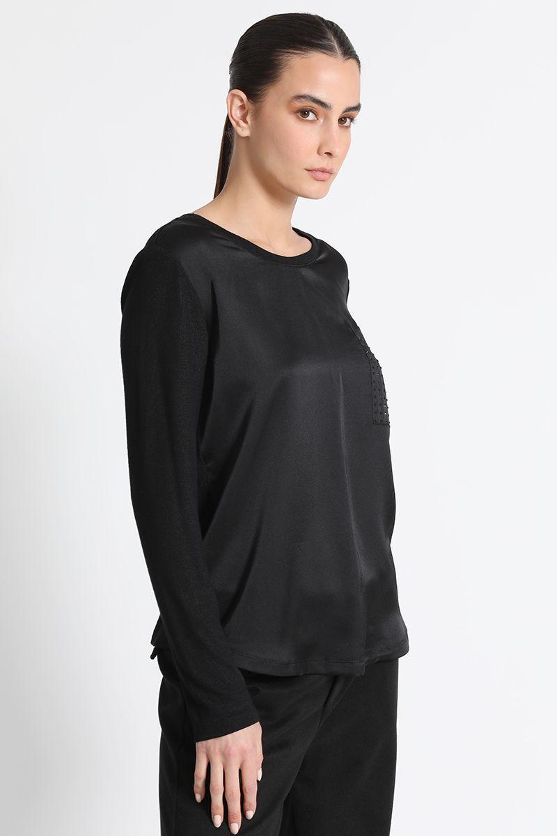Polera Satín Negra Liola-2