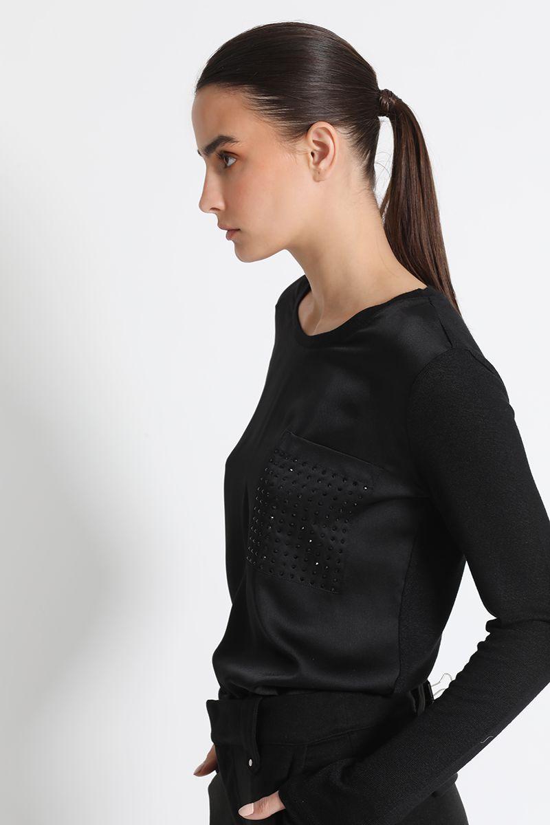 Polera Satín Negra Liola-1