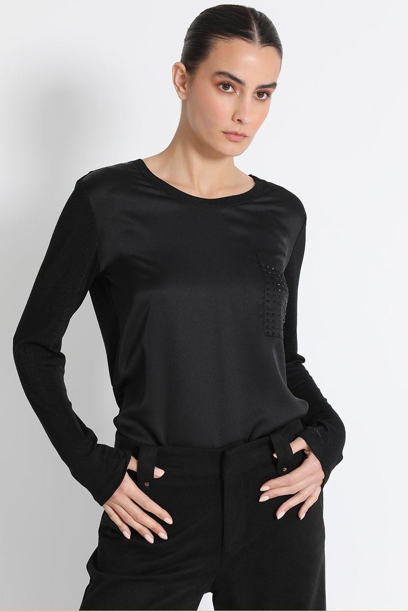 Polera Satín Negra Liola-0