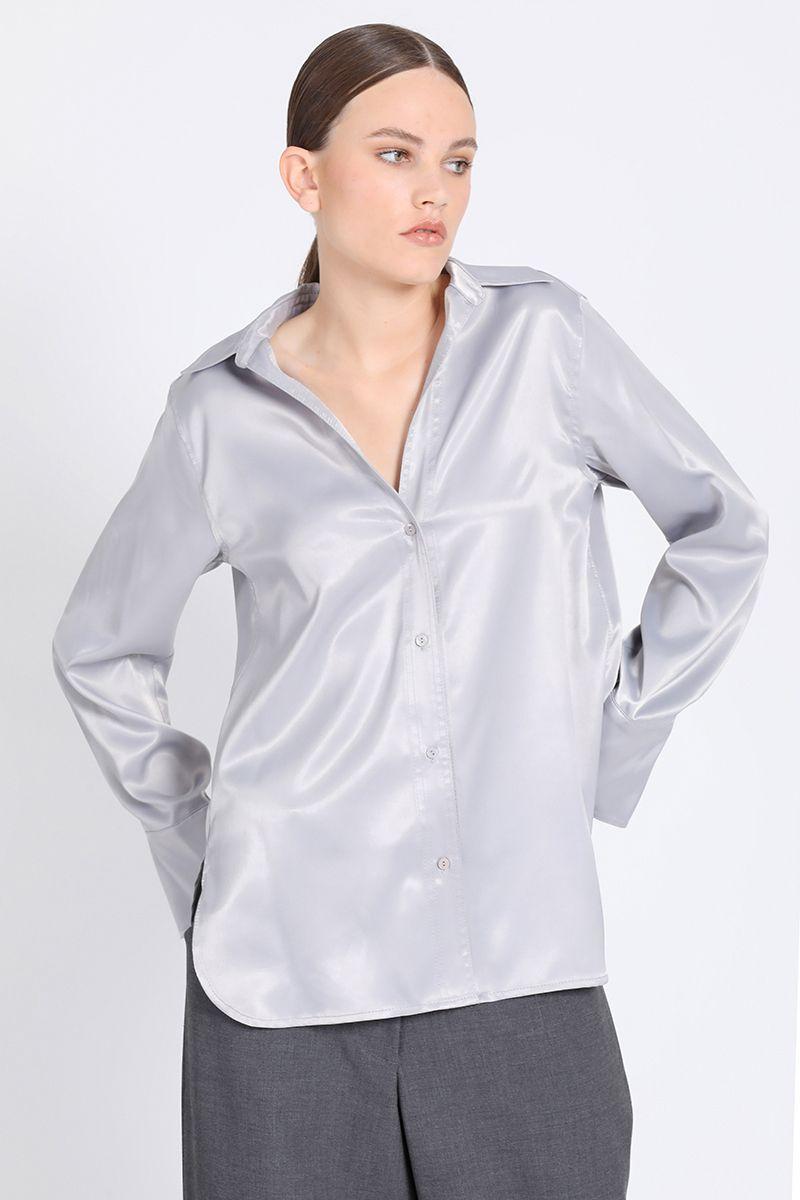Camisa Puño Ancho Satin Gris Liola-0