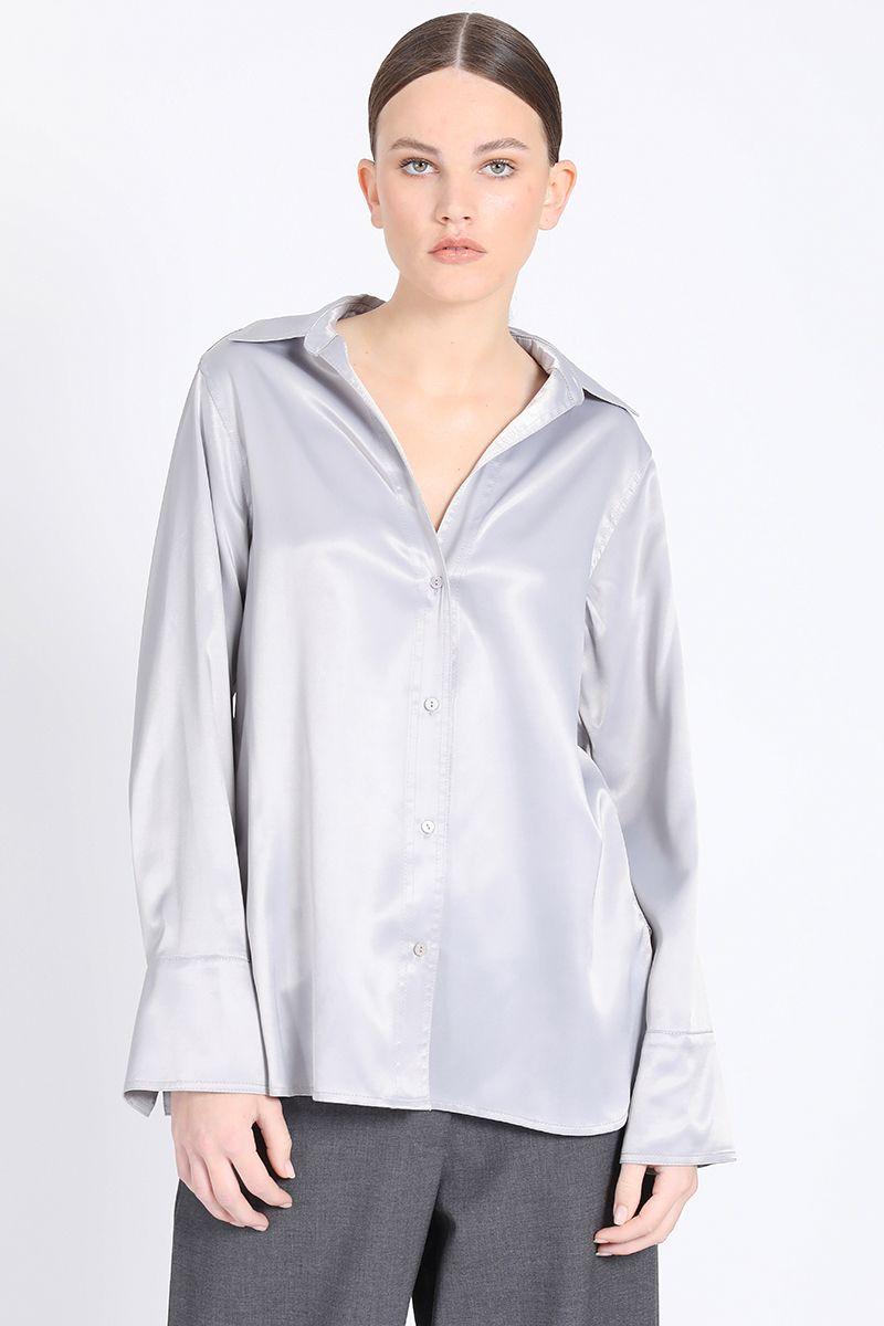 Camisa Puño Ancho Satin Gris Liola-1