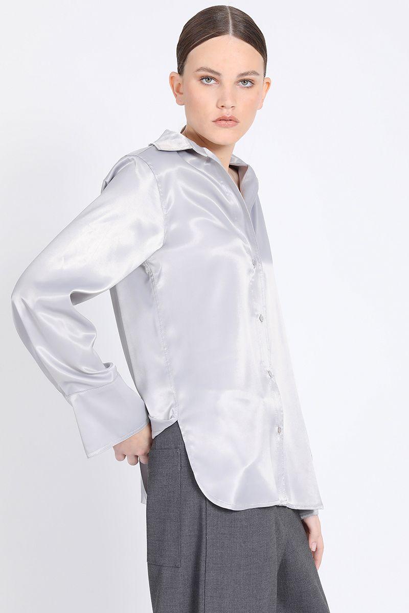 Camisa Puño Ancho Satin Gris Liola-2