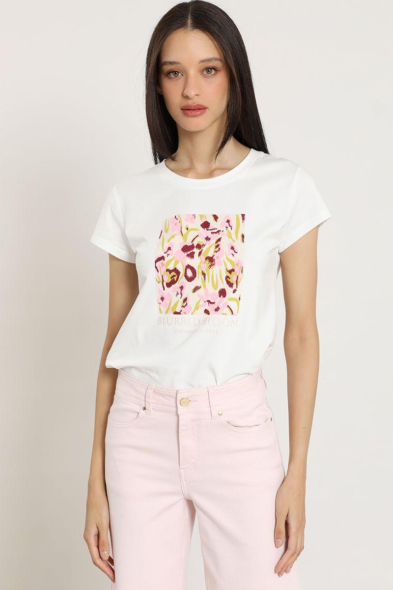 Polera estampado, aplicacion strass, crudo Liola-3