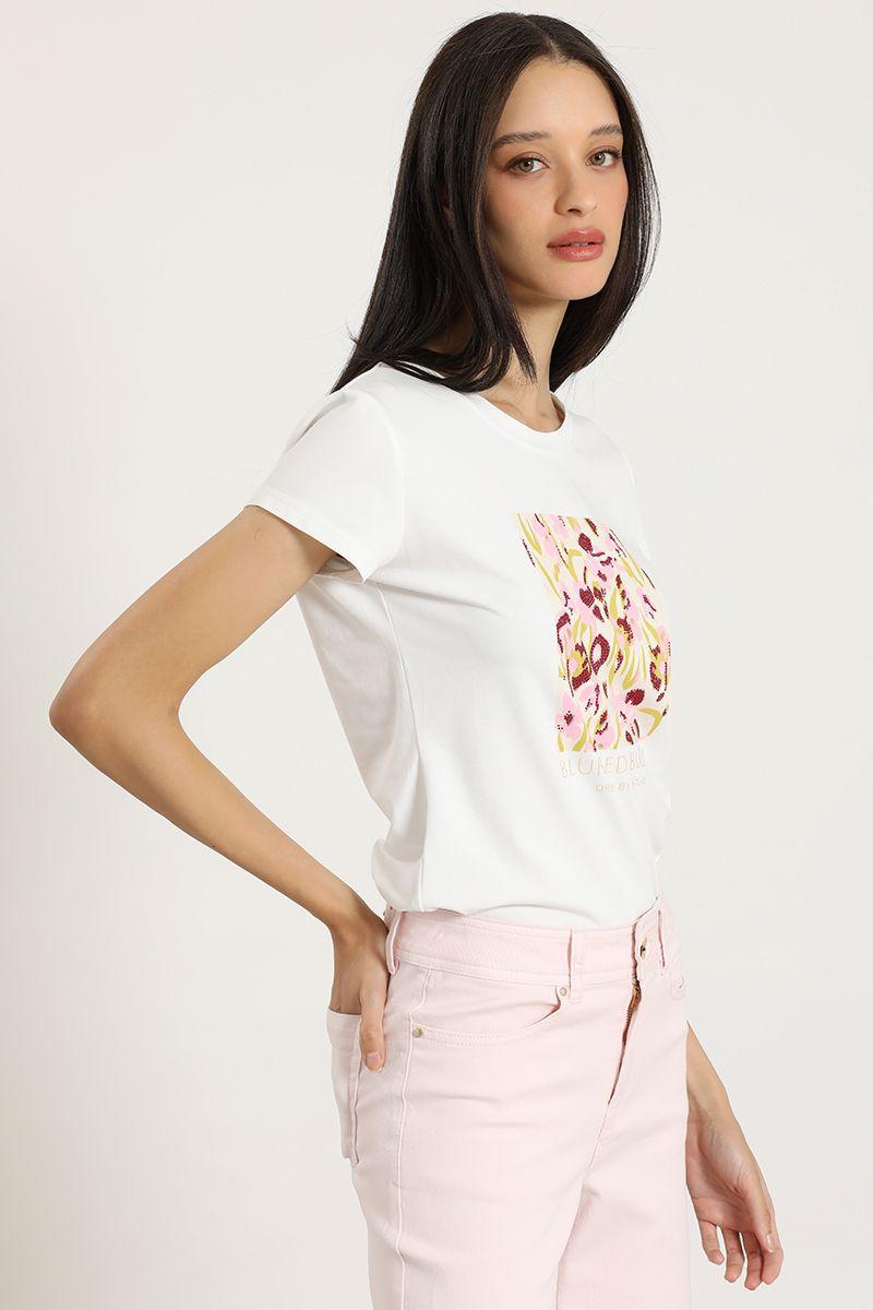 Polera estampado, aplicacion strass, crudo Liola-4