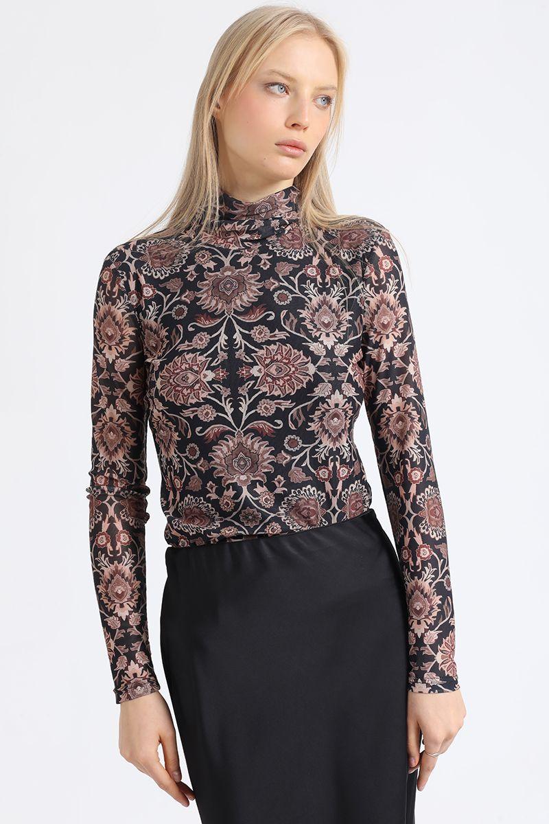 Beatle Basico Malla Estampada, Negro Liola-2