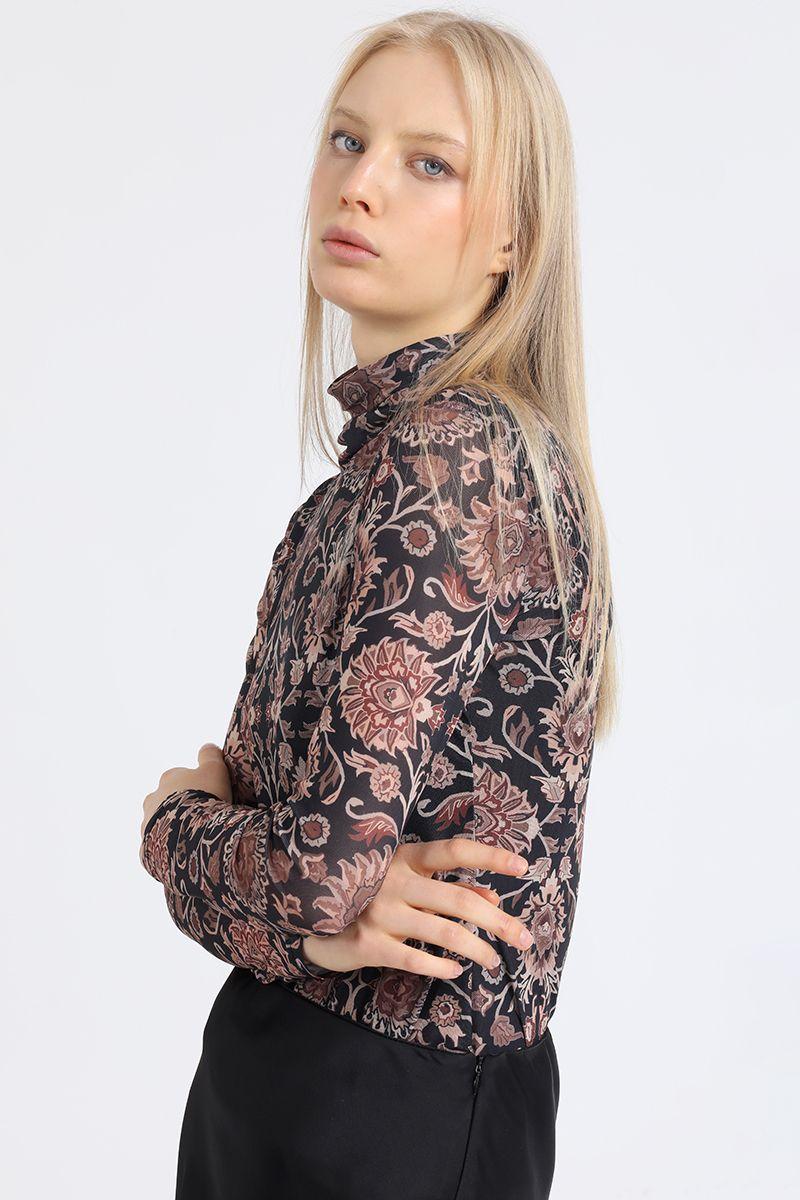 Beatle Basico Malla Estampada, Negro Liola-5