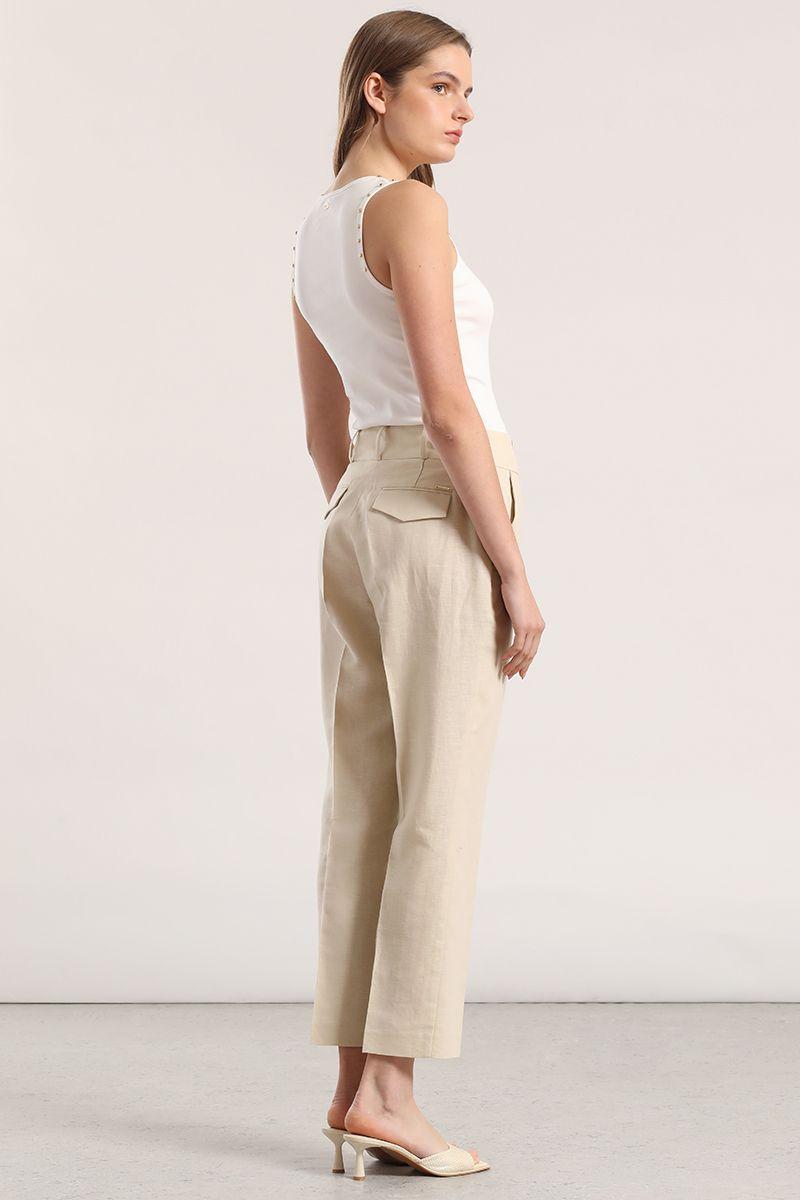 Pantalón sastre lino liola beige-5