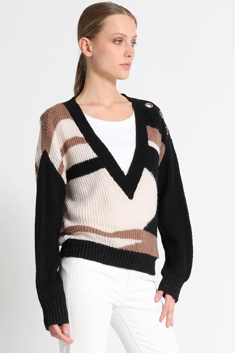 Jersey Escote En V Negro Liola-1