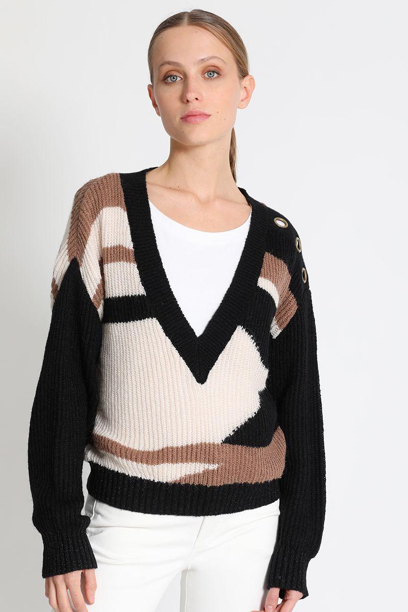 Jersey Escote En V Negro Liola-5