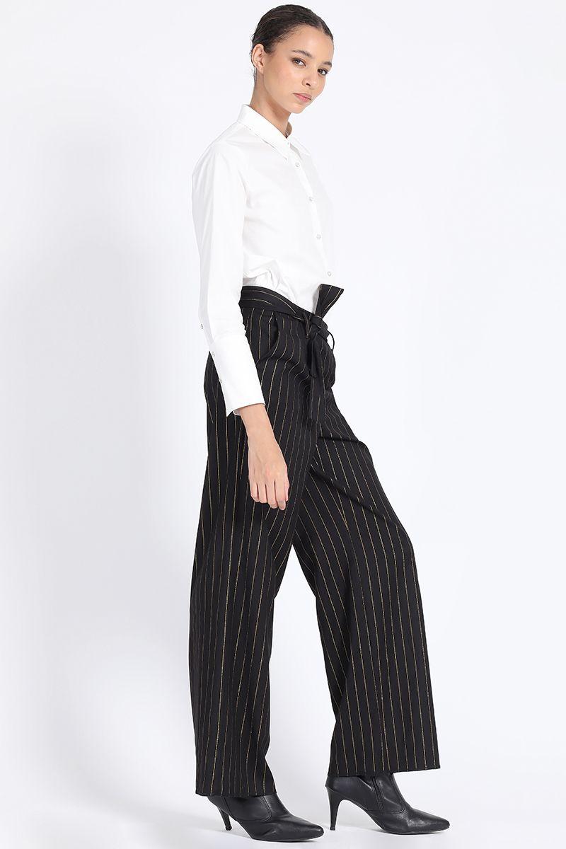 Pantalon Sastre, Raya Diplomatica Oro, Negro Liola-1