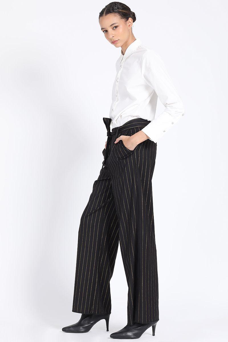 Pantalon Sastre, Raya Diplomatica Oro, Negro Liola-4