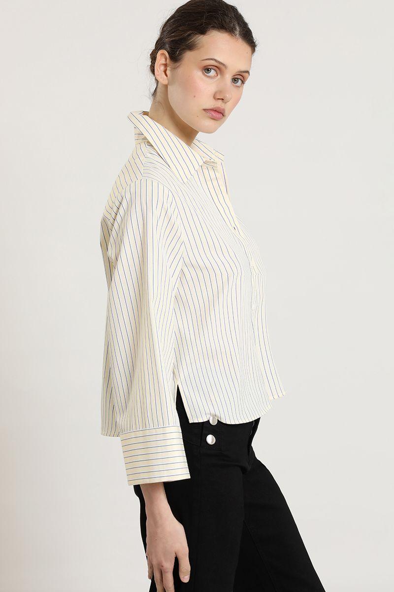 Blusa crop fantasia rayas, vainilla Liola-2