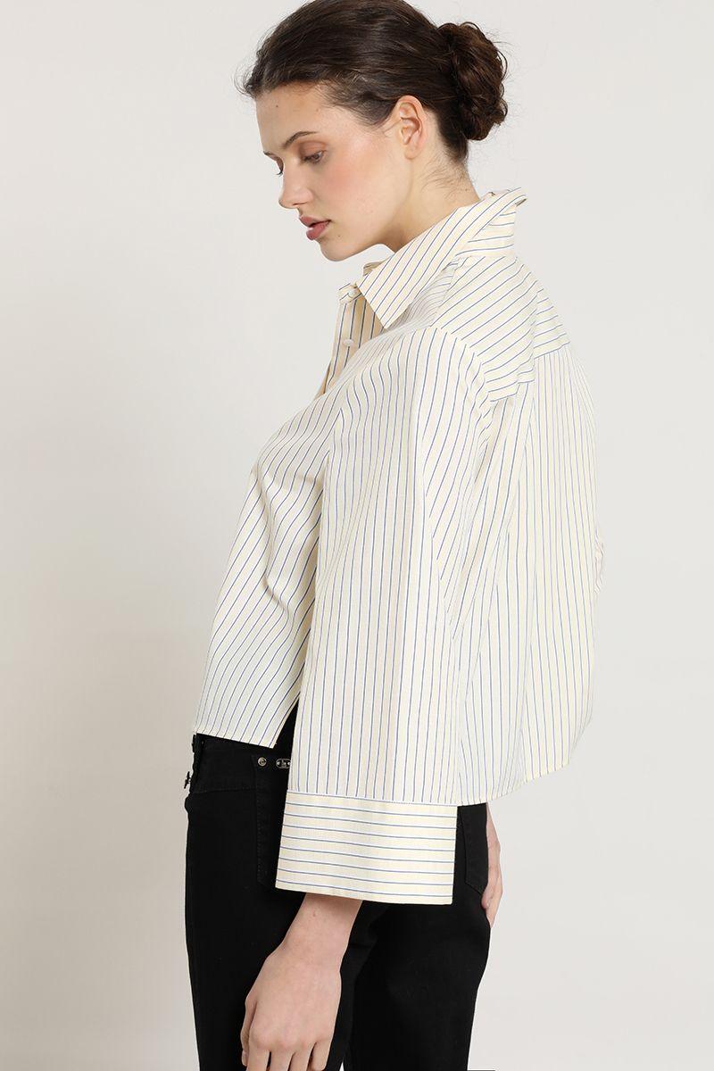 Blusa crop fantasia rayas, vainilla Liola-3