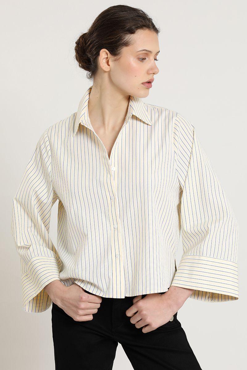 Blusa crop fantasia rayas, vainilla Liola-4
