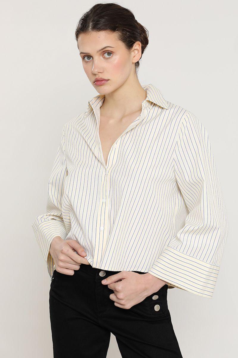 Blusa crop fantasia rayas, vainilla Liola-5