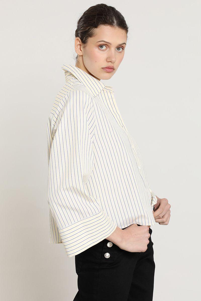 Blusa crop fantasia rayas, vainilla Liola-6
