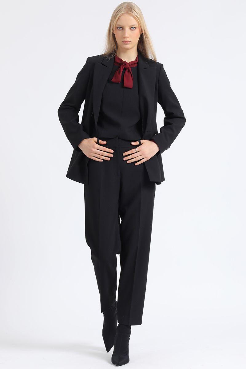 Blazer Entallado Cruzado, Boton Contraste, Negro Liola-6
