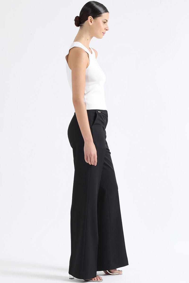 Pantalon Recto Basico, Tiro Alto, Negro Liola-5