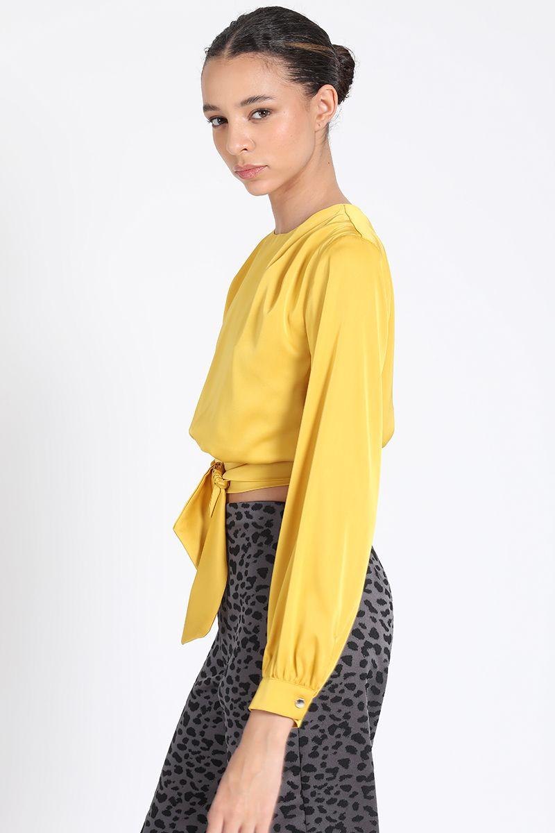 Blusa Corta Satin Amarillo Liola-2