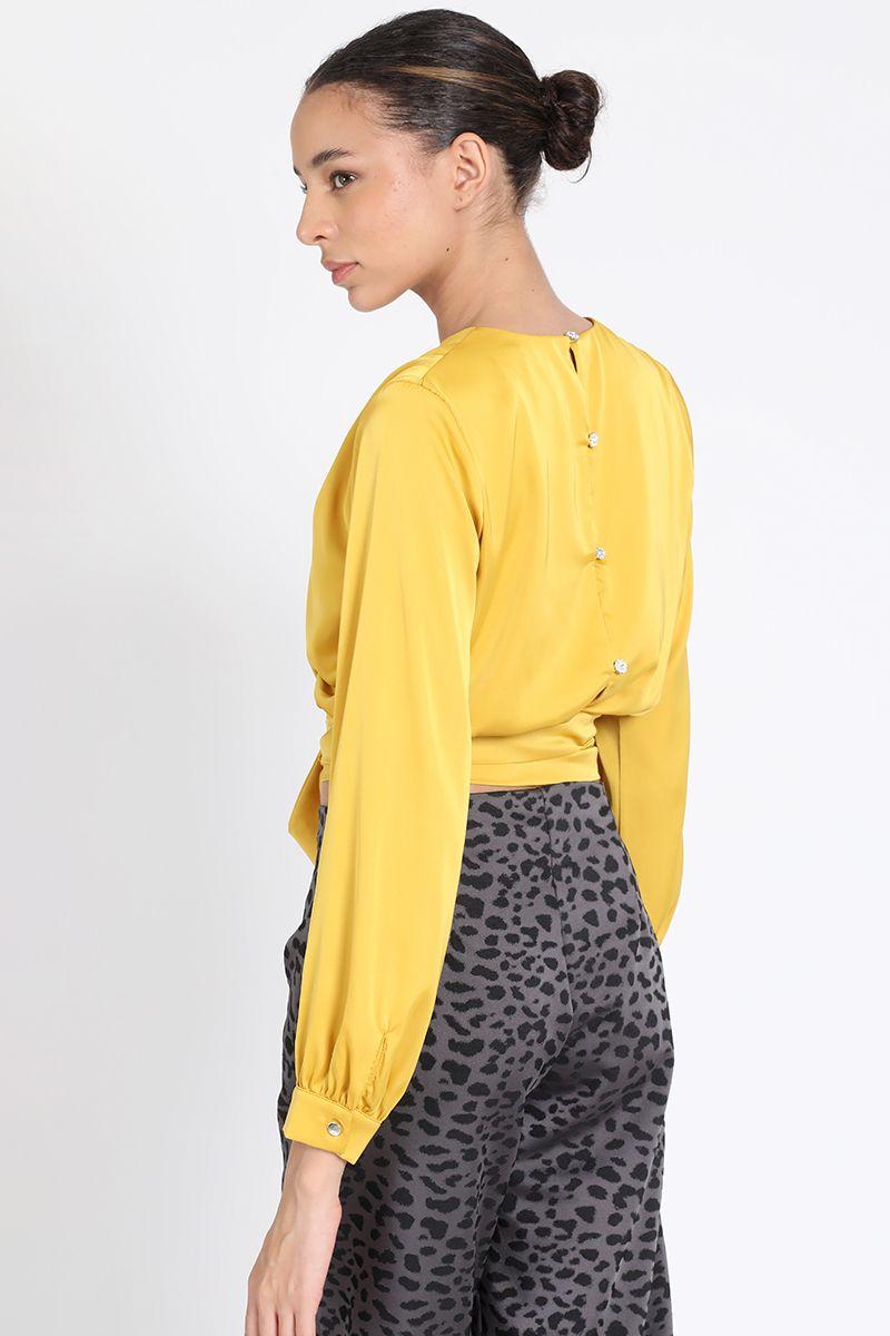 Blusa Corta Satin Amarillo Liola-3
