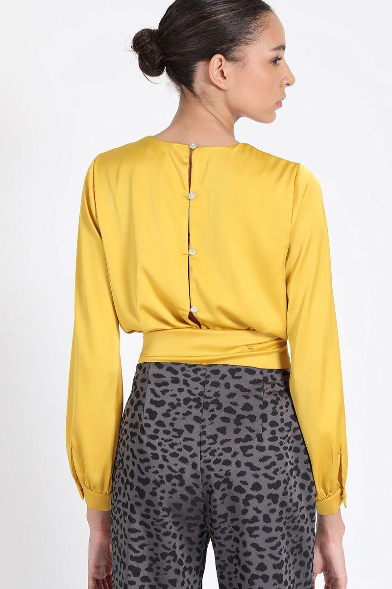 Blusa Corta Satin Amarillo Liola-4