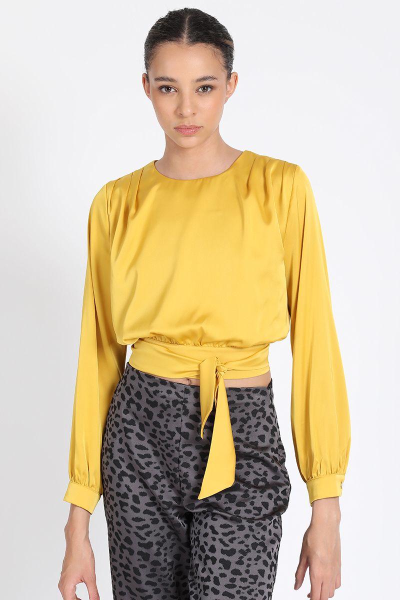 Blusa Corta Satin Amarillo Liola-5