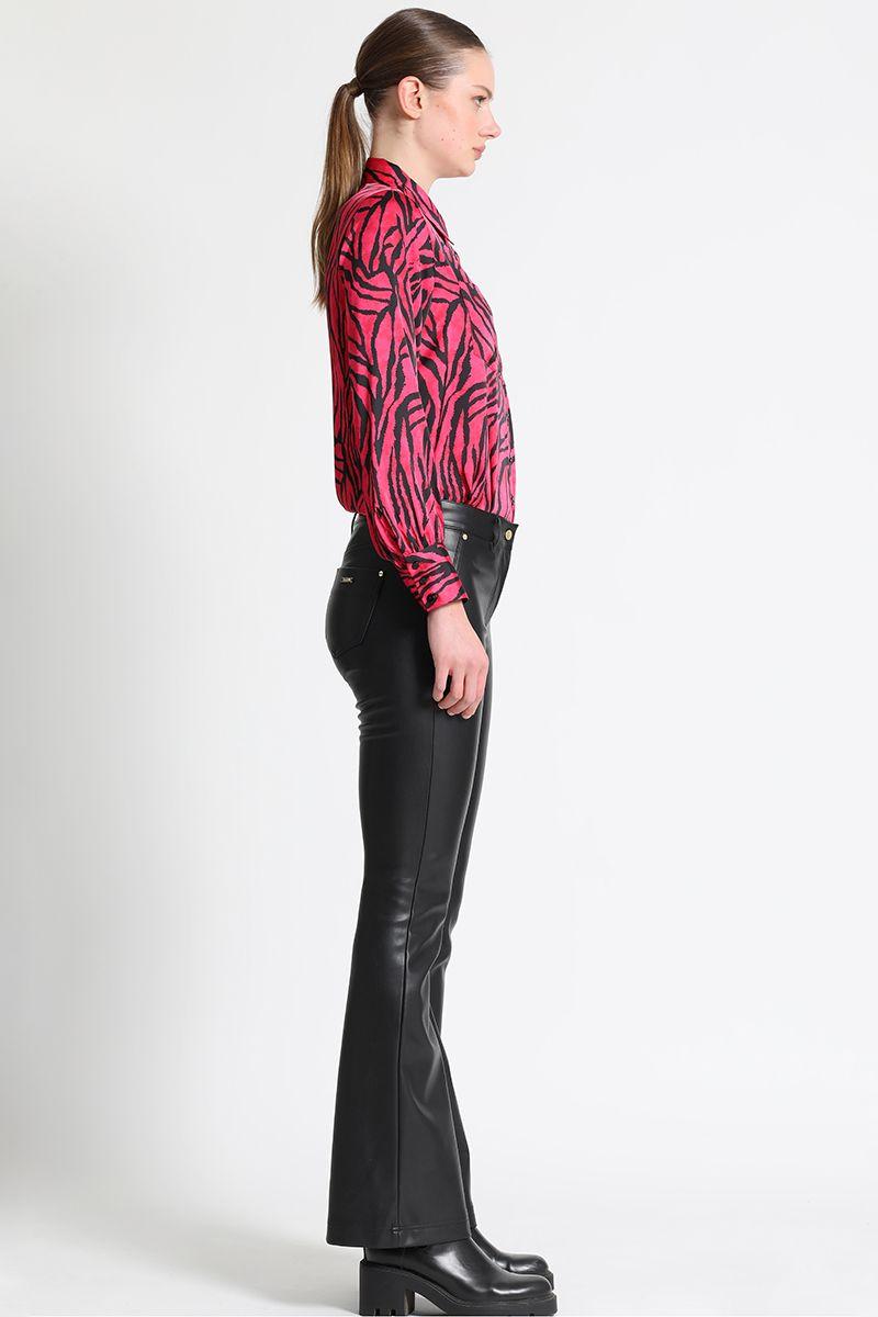 Pantalón Tiro Medio Piel Cuero Negro Liola-2