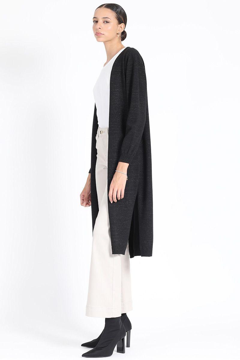 Tapado Largo Tejido Punto Con Hilo Metalizado, Negro Liola-1