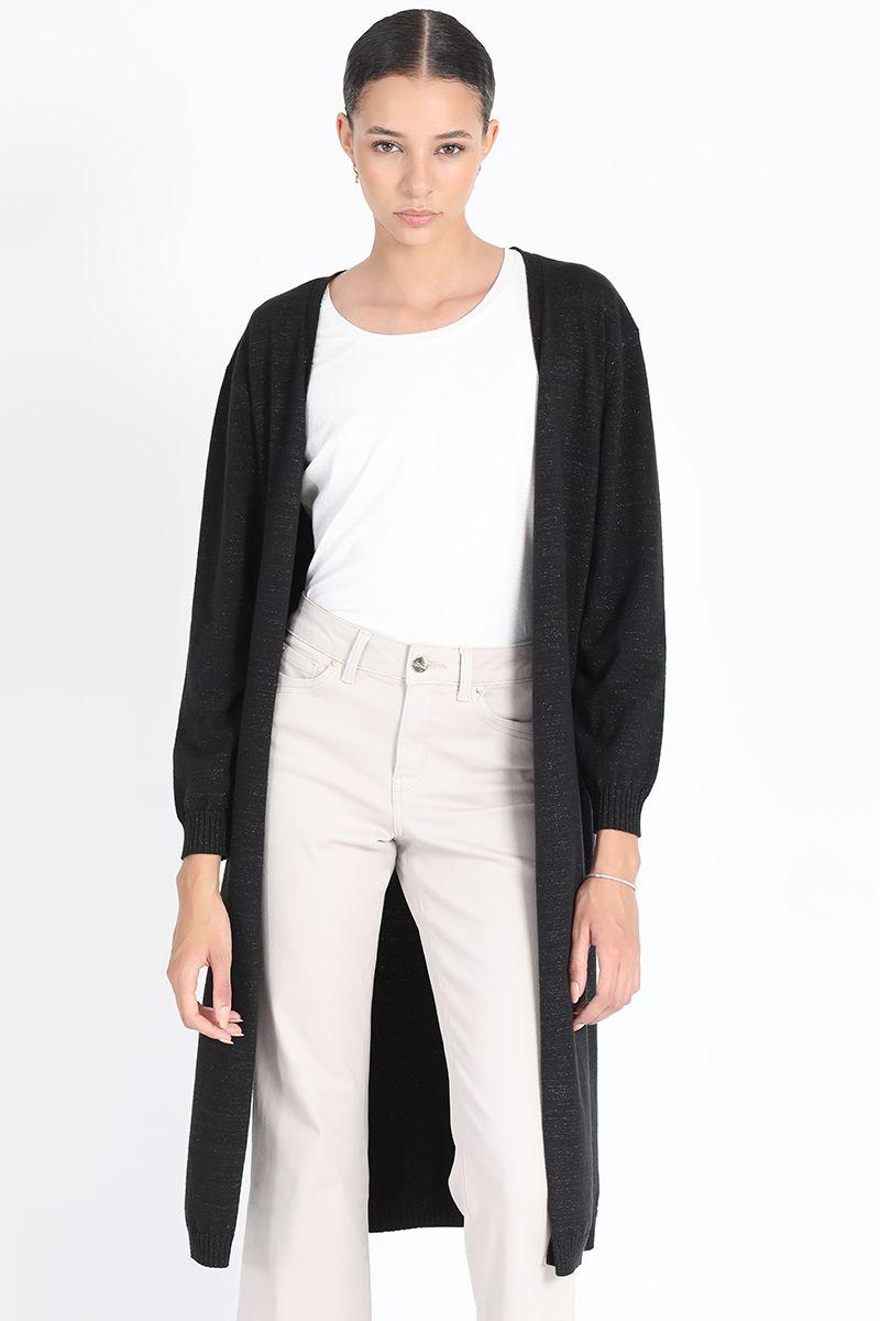 Tapado Largo Tejido Punto Con Hilo Metalizado, Negro Liola-3